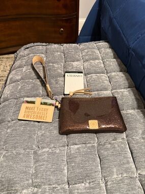 Consuela Glitter Brown Wristlet Pouch with Cardholder